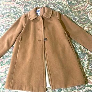 J. Crew Wool Cashmere belted wrap camel color overcoat with Peter Pan collar